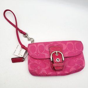 NEW Coach Pink Signature Soho Buckle Wristlet